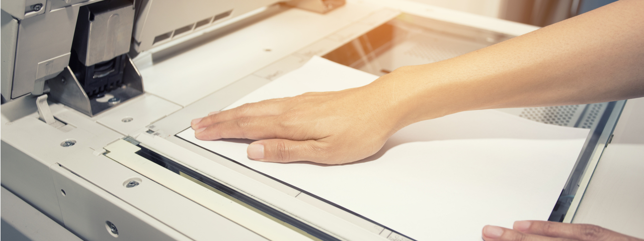 woman hands on paper, scanning