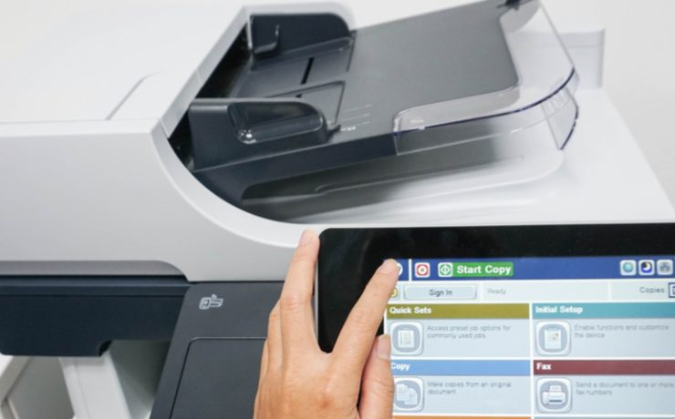 multifunction printer touch screen in use