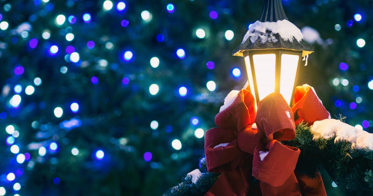 lamp post at Christmas time