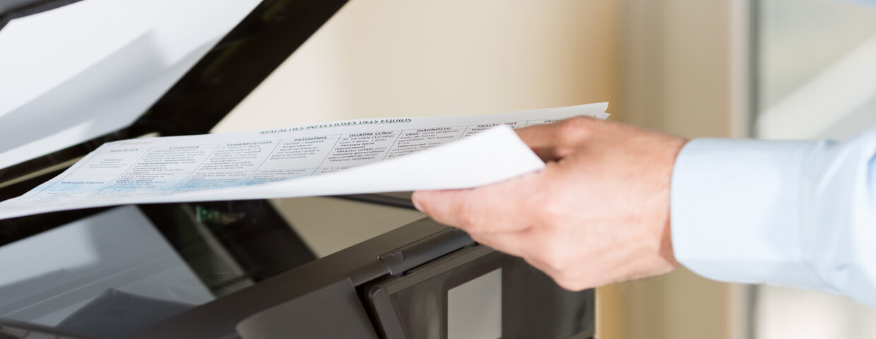 Business man scanning documents